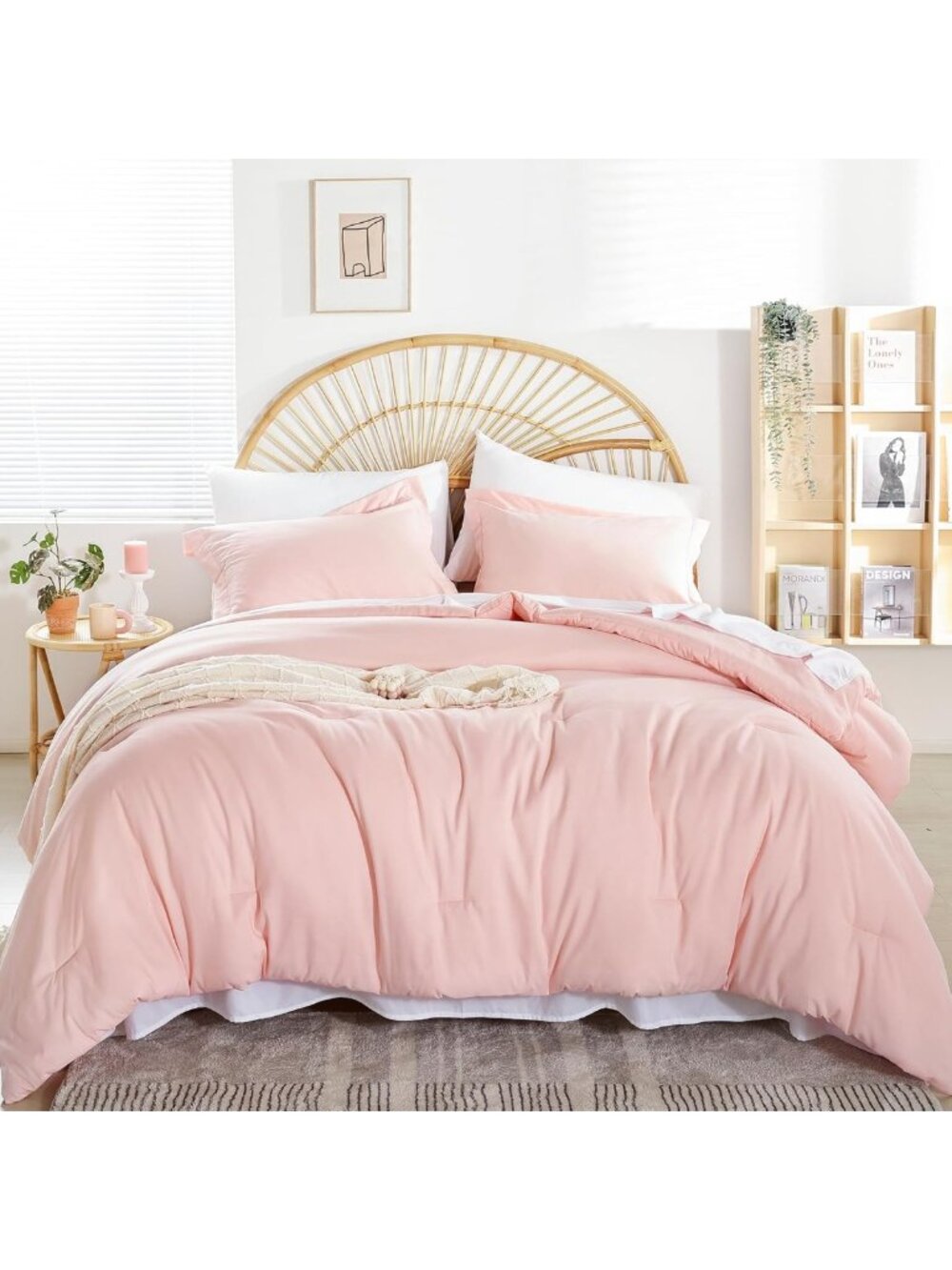 Blush Pink 7-Piece Queen Comforter Set | All-Season Bedding with Sheets & Shams